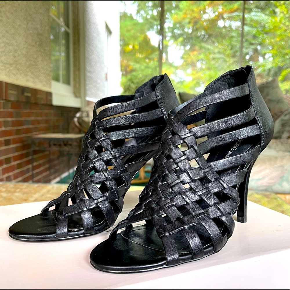 BCBGeneration Strappy Black Bootie-Heels • Size 8